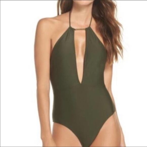 NEW Ted Baker Pikaa Halter Swimsuit in Khaki Ted size 3 = US Size 8 - Picture 2 of 8